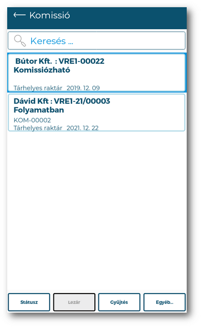 &nbsp;- Komissió listás áttekintő -&nbsp;