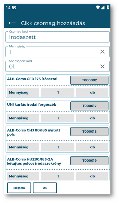 &nbsp;- Cikk csomag hozzáadása -&nbsp;