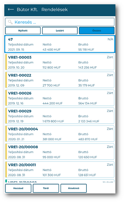 &nbsp;- Vevői rendelés áttekintő -&nbsp;