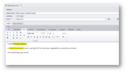&nbsp;- Sablon szerkesztő felület -&nbsp;