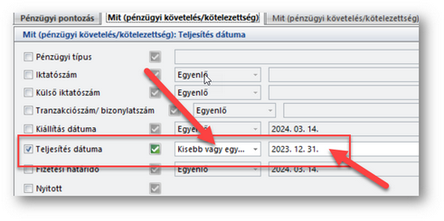 - Teljesítési dátumbeállítás -